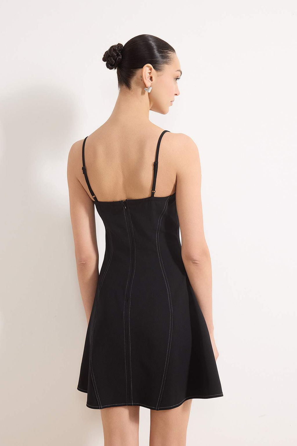 Siyah Mini Kontrast Dikis Detayl? Dokuma Elbise TWOSS26EL00137