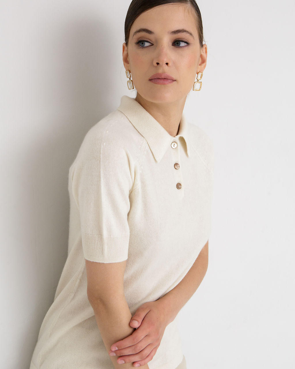Джемпер-поло кашемировый 2015 кремовый