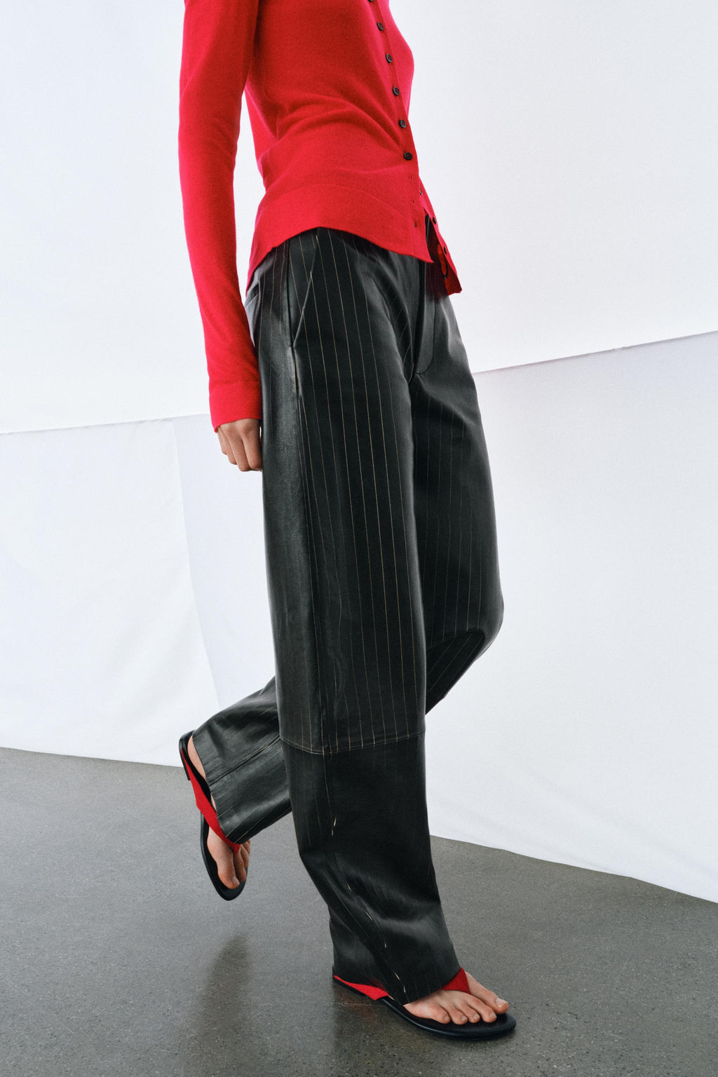 STRIPED LEATHER TROUSERS ZW COLLECTION LIMITED EDITION - Zara фото 14