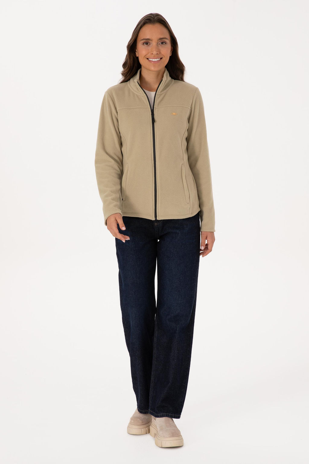 Kad_n A__k Haki Fermuarl_ Dik Yaka Polar Sweatshirt - U.s. polo assn фото 4