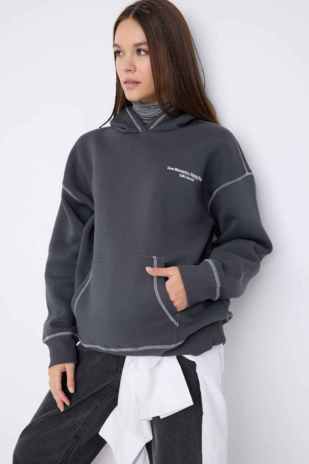 Teen Antrasit Orme Sweatshirt TWOAW26SW00173 - Trendyolmilla фото 4
