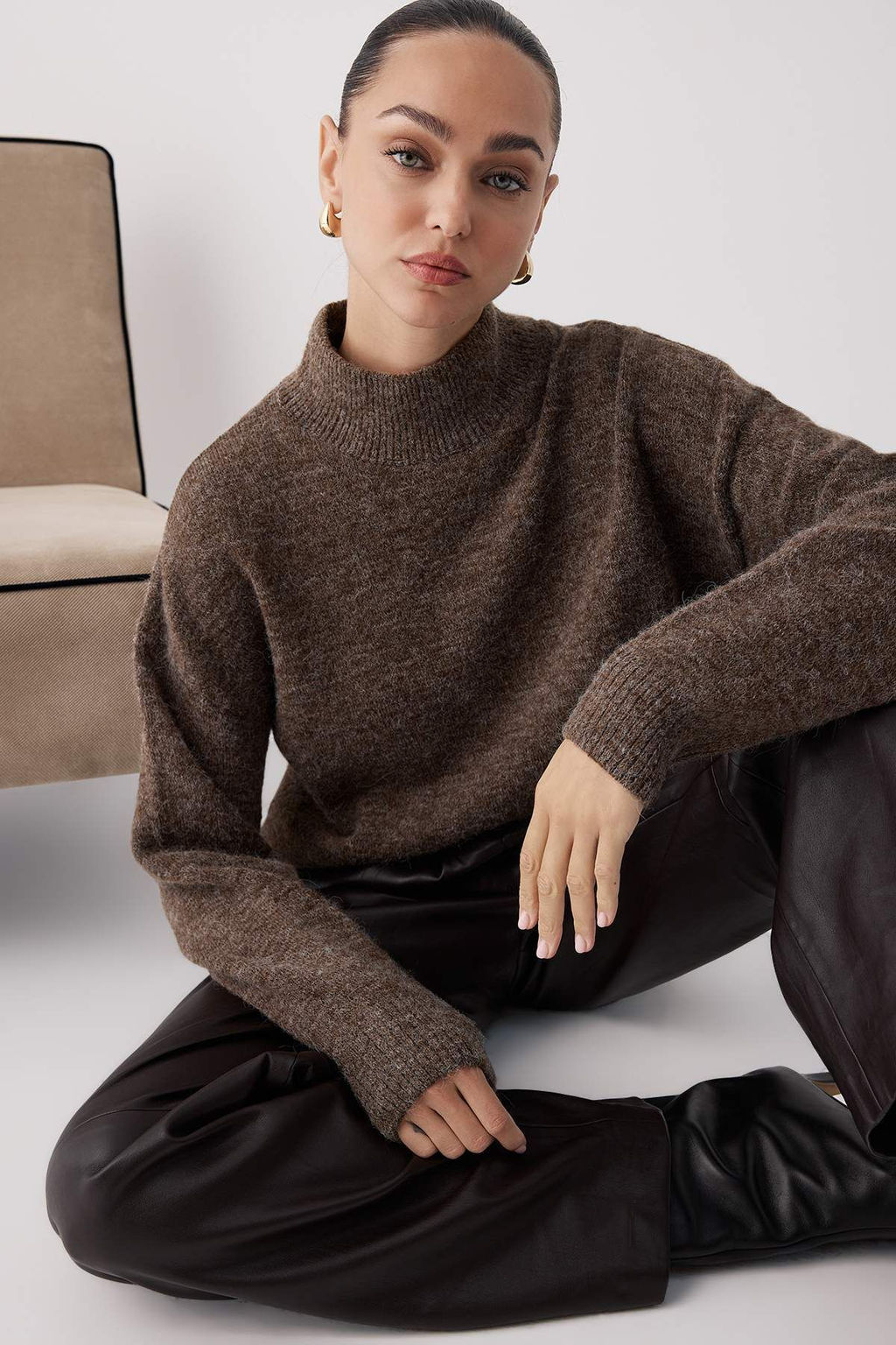 Wardrobe Essentials Vizon Alpaka Yun Kar?s?ml? Premium Iplik Genis Kal?p Triko Kazak |TWOAW26KZ00079