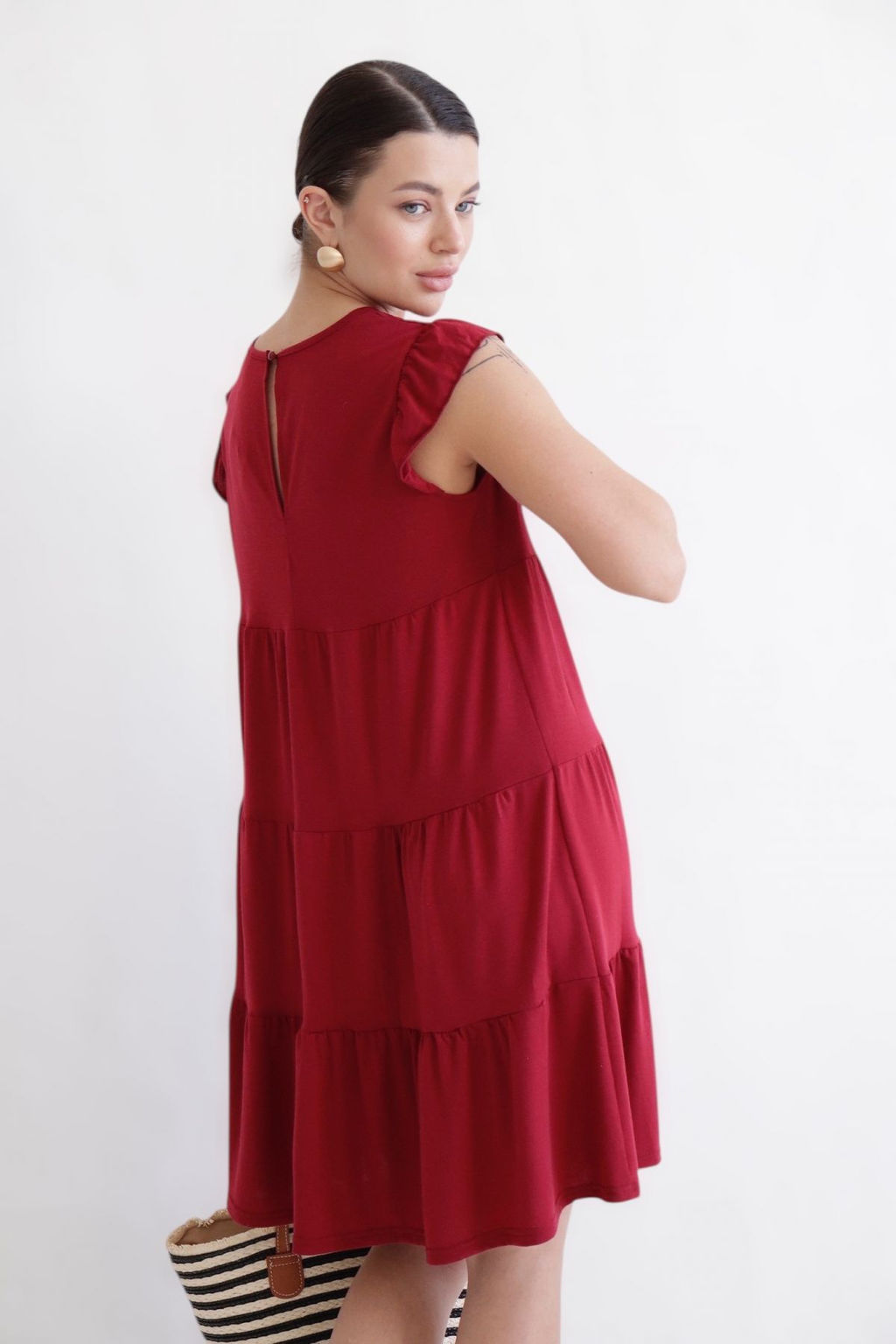 Martichelli Платье многоярусное красное  фото 3