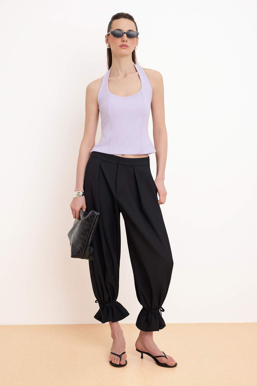 Lila Fitted/Vucuda Oturan Esnek Orme Bluz TWOSS24BZ00492