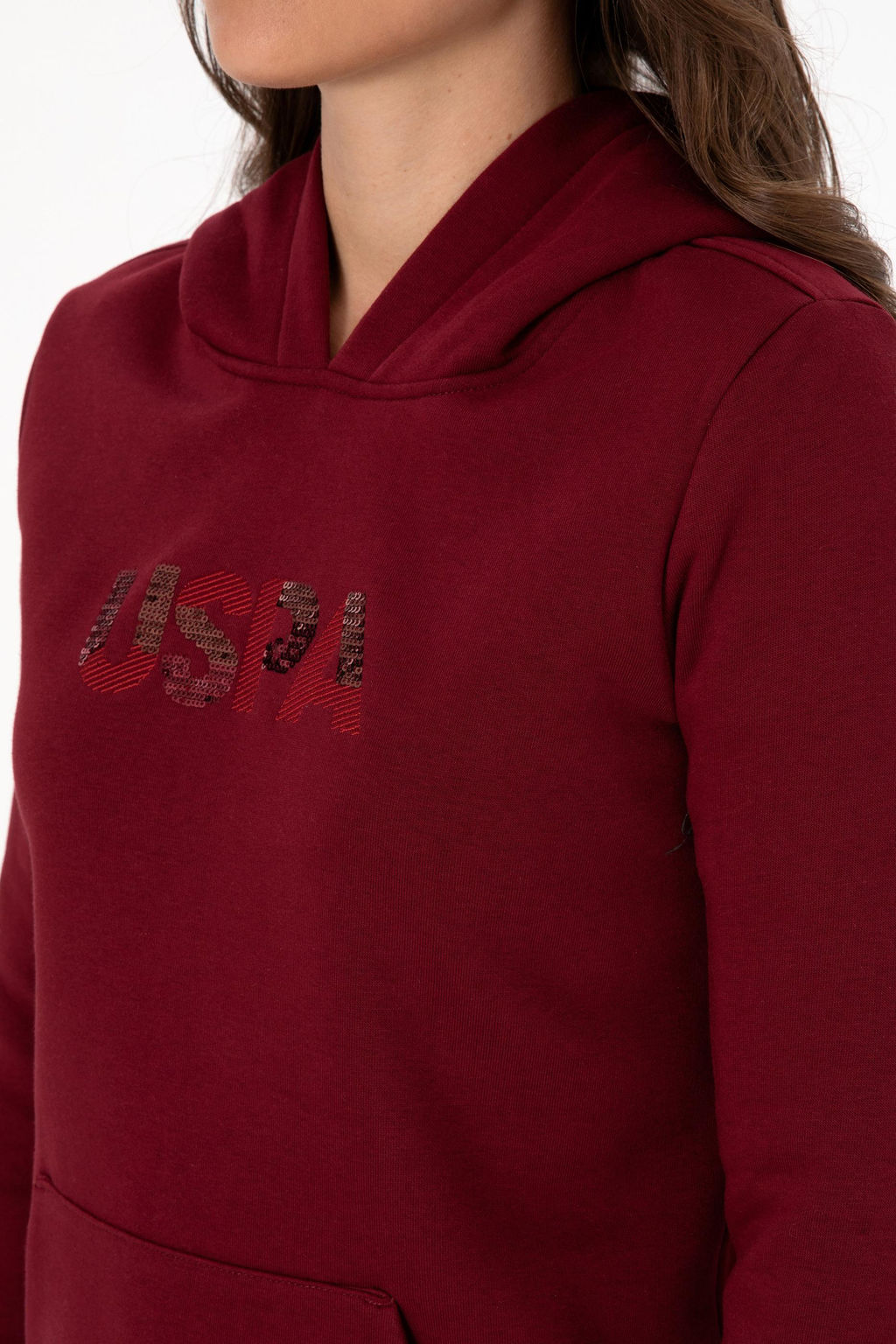 Kad_n Bordo Basic Sweatshirt Sepette S_rpriz _ndirim - U.s. polo assn фото 7
