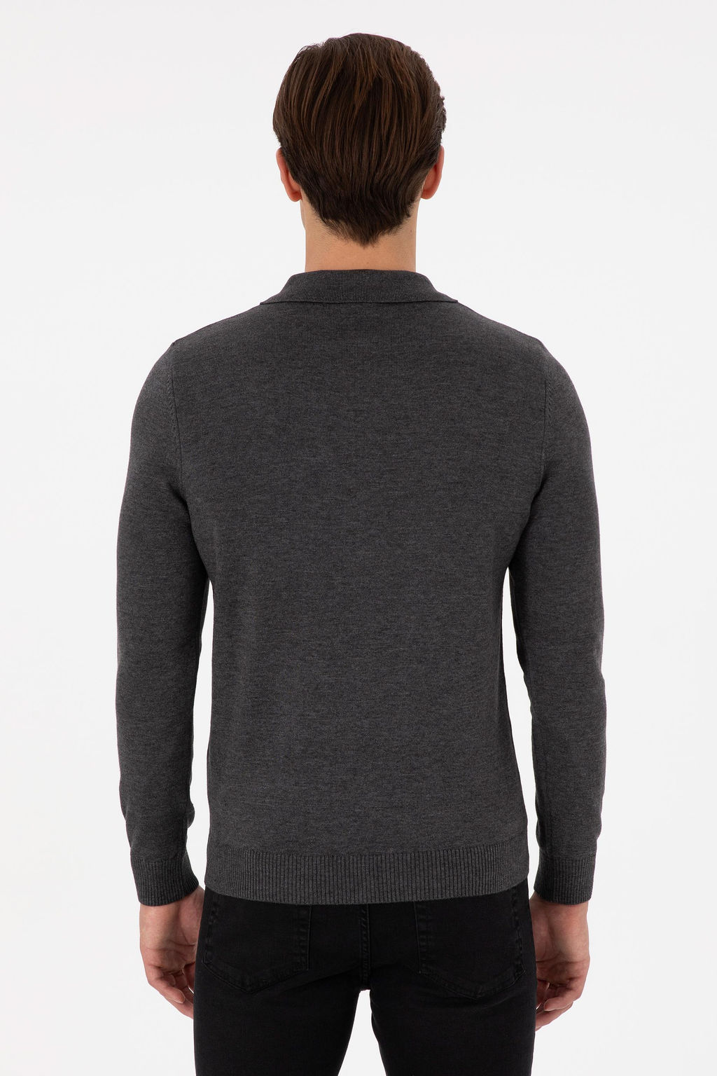 Erkek Slim Fit Yar_m Fermuarl_ Antrasit Melanj Basic Kazak - U.s. polo assn фото 5
