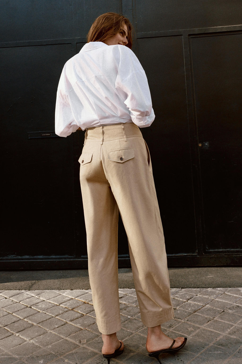 PANTAL?N ANCHO BAJO AJUSTABLE / Camel claro - Zara фото 6