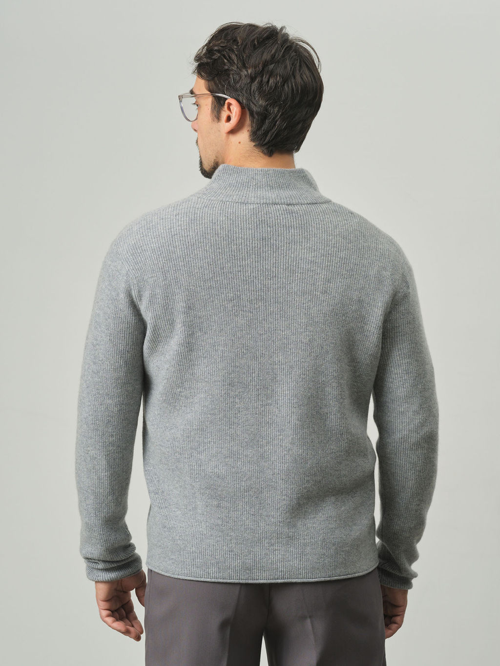 Джемпер мужской из кашемира KM010835-D серо-голубой