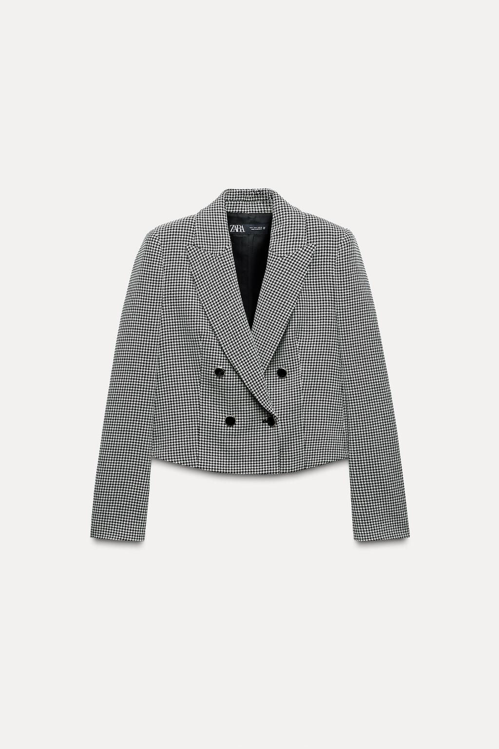 SHORT HOUNDSTOOTH BLAZER - Zara фото 3