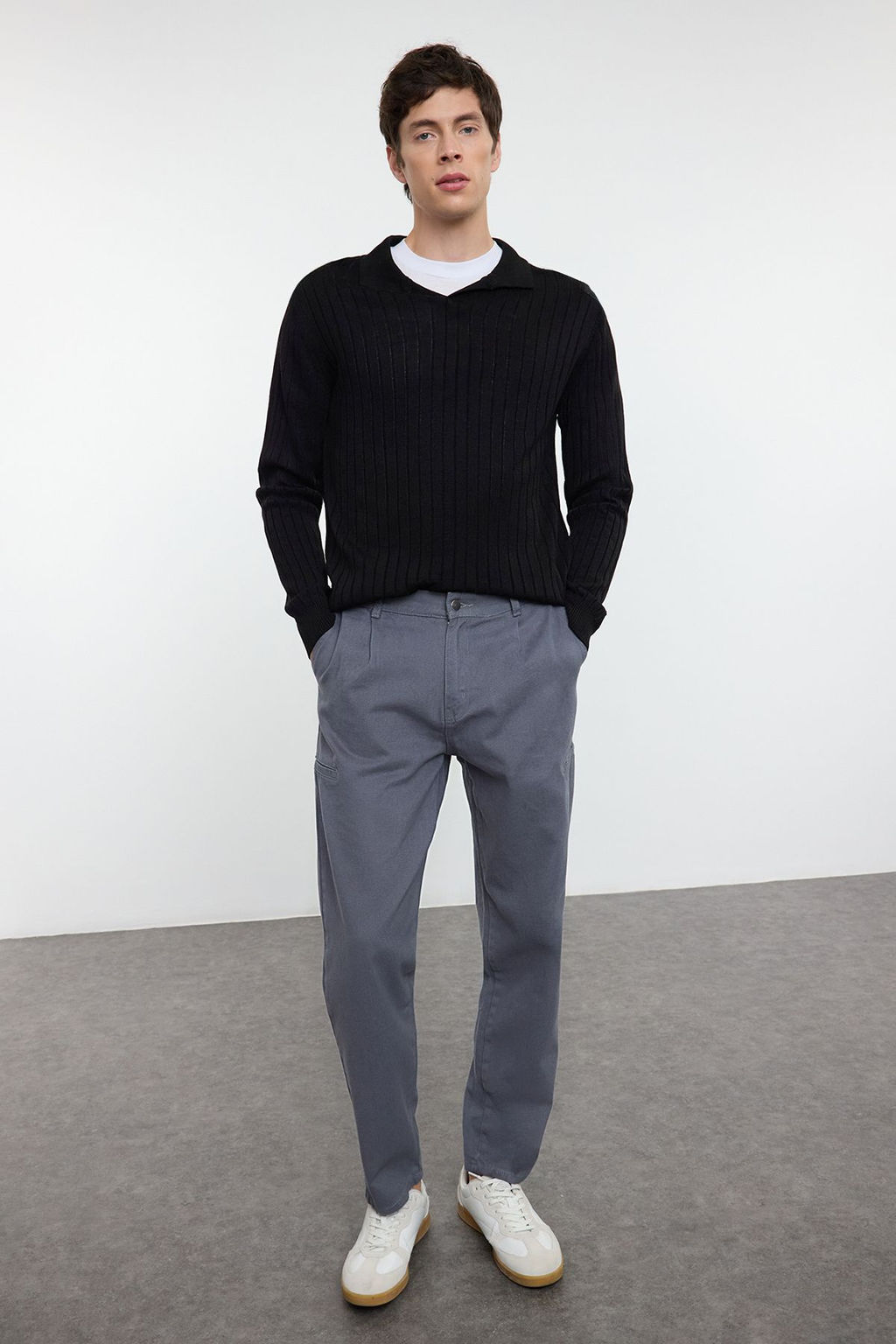 TRENDYOL MAN Antrasit %100 Pamuk Pileli Kargo Cepli Dokuma Gabardin Pantolon TMNAW25PL00006 - Trendyolmilla фото 3