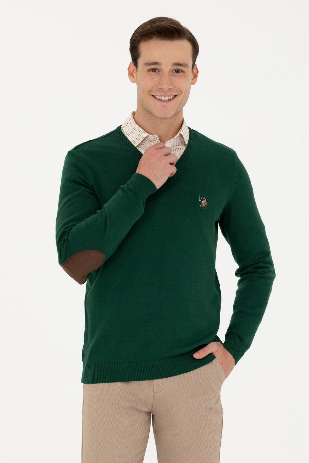 U. S. Polo Assn Мужской зеленый базовый свитер - U.s. polo assn фото 17