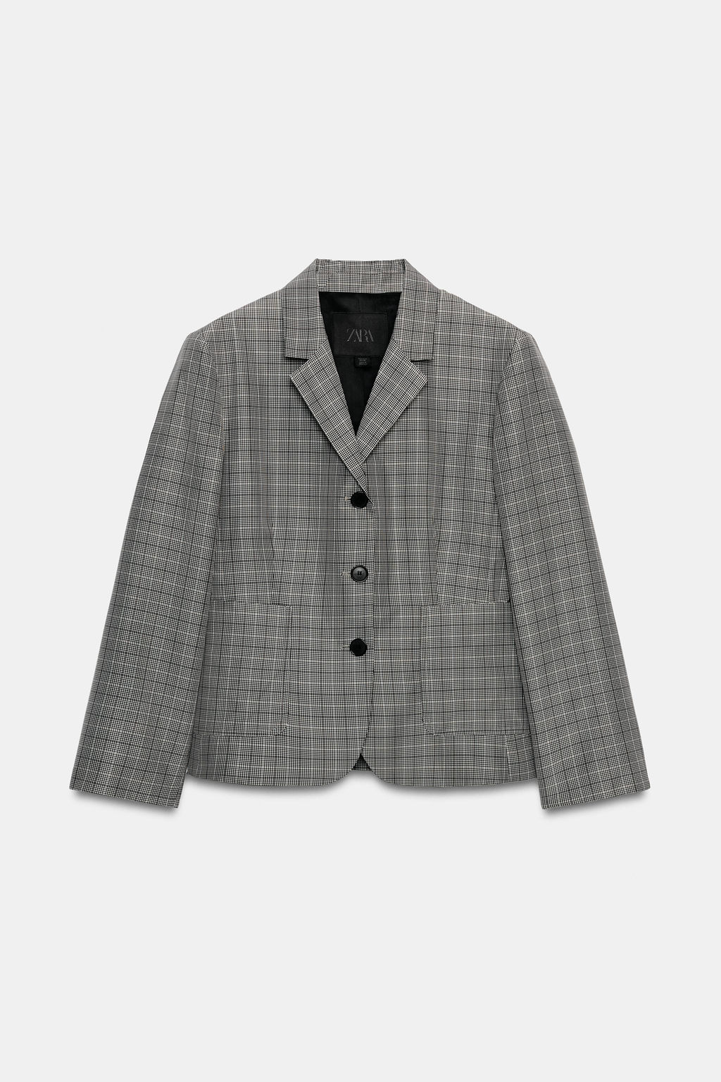 BLAZER CUADROS ZW COLLECTION / Negro / Crudo