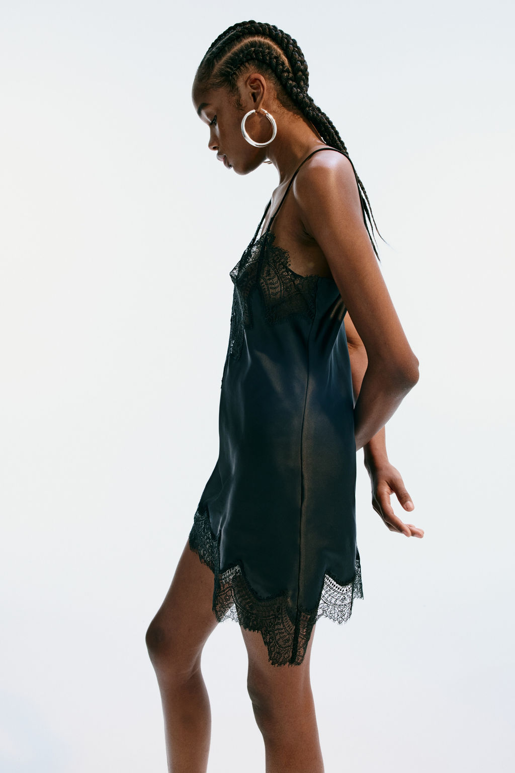 Top de sat?n con tirantes finos y ribete de encaje - H&m фото 3