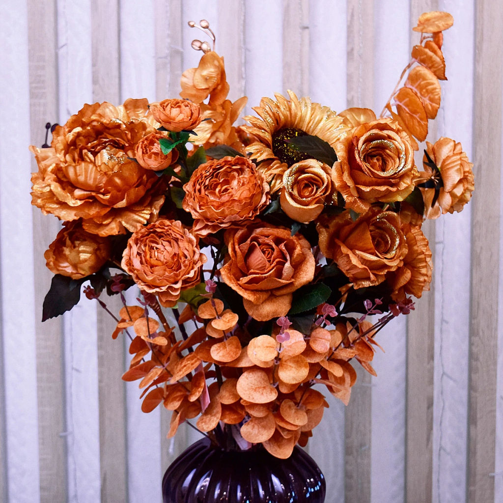 Искусственные цветы "FLOWERS GLAMOUR" 63см Подсолнухи 2 цветка золотые