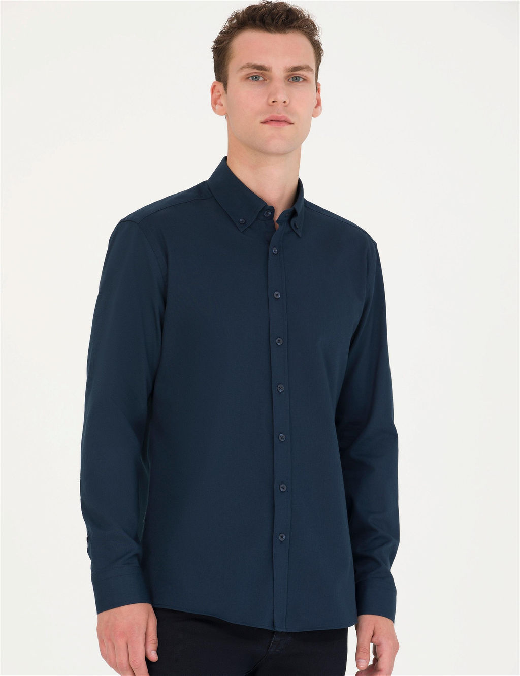 Lacivert Regular Fit Uzun Kollu G_mlek