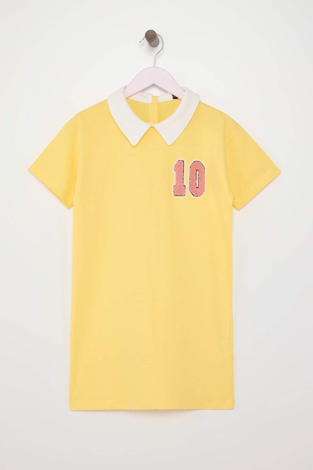 K?rm?z? K?z Cocuk %100 Pamuk Nak?sl? Gomlek Yaka K?sa Kol K?sa Orme Elbise TKDSS25EL00090 - Trendyolmilla фото 6