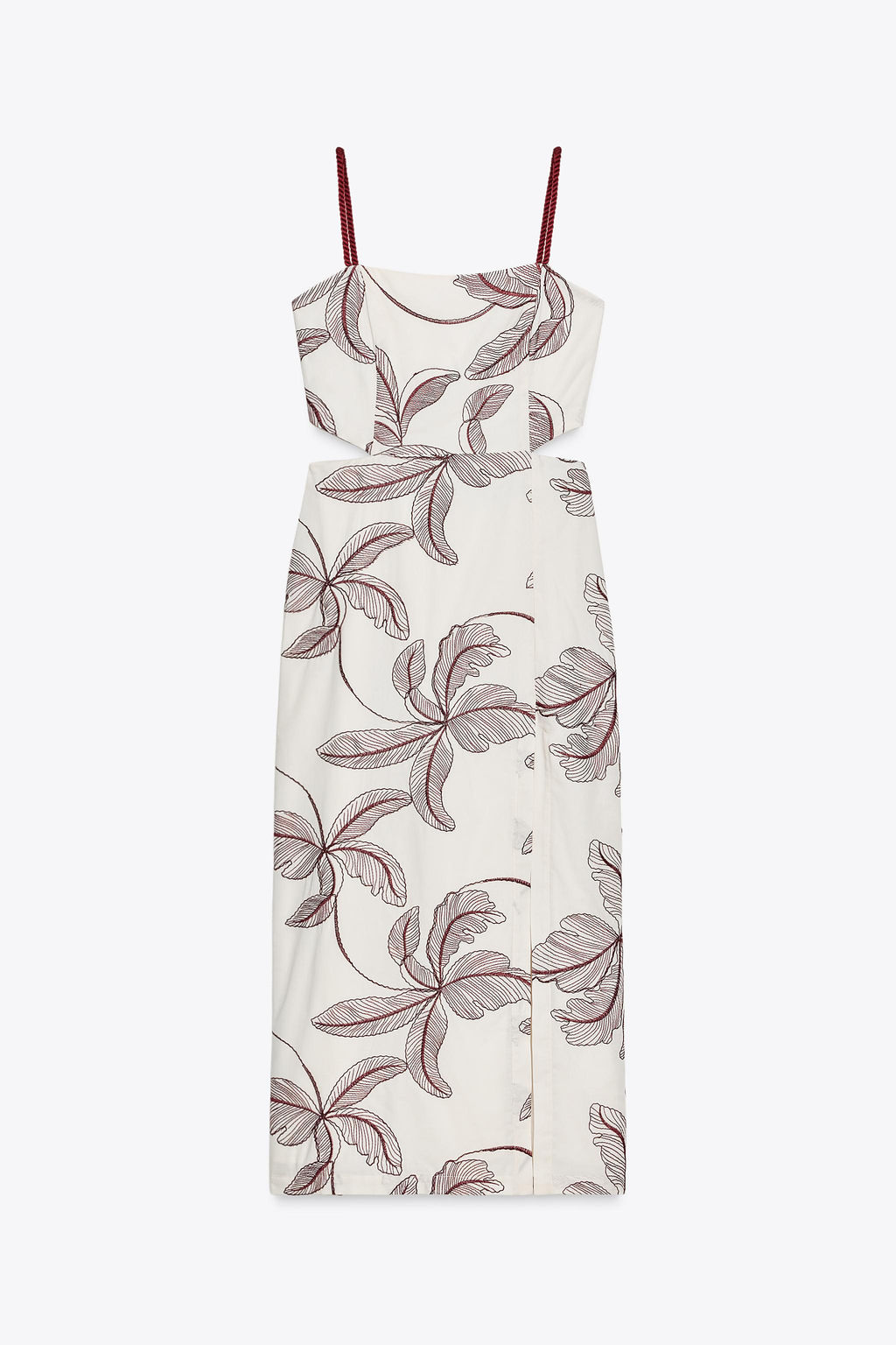 CUT OUT EMBROIDERED MIDI DRESS - Zara фото 5