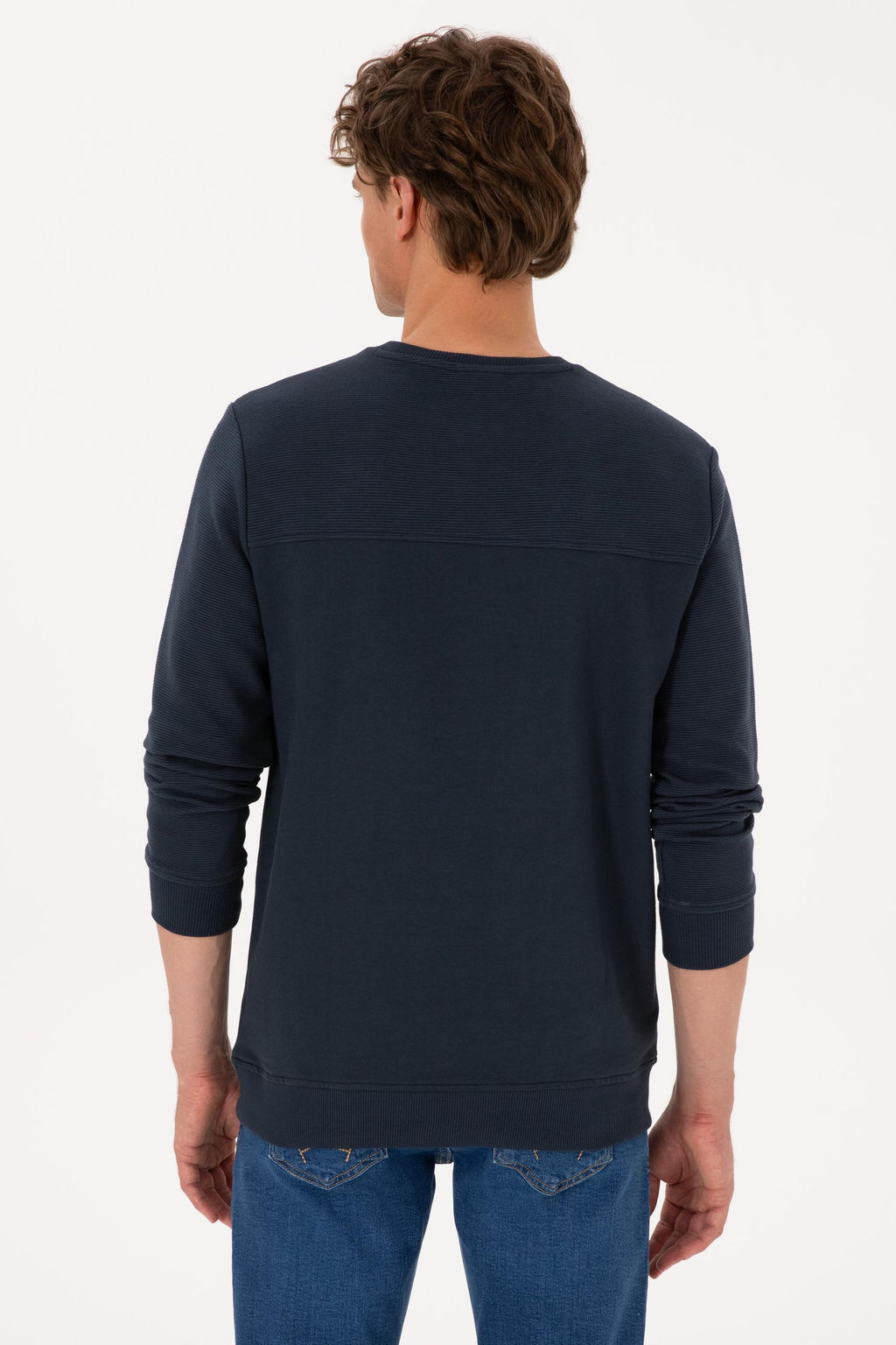 Erkek Bisiklet Yaka Regular Fit A__k Lacivert Sweatshirt - U.s. polo assn фото 5