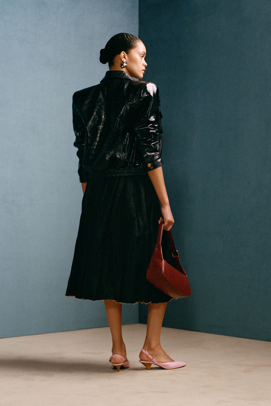 FALDA MIDI ARRUGADA WILLY CHAVARRIA X ZARA / Marino  фото 3
