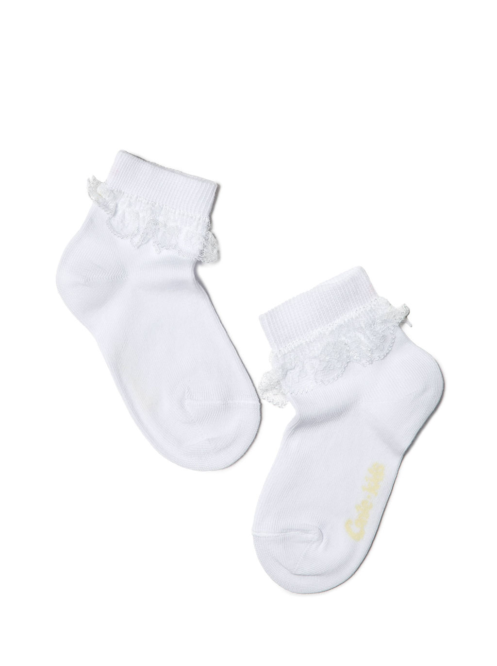 Цена за 2 пары Conte-Kids Хлопковые носки TIP-TOP с кружевной лентой белый