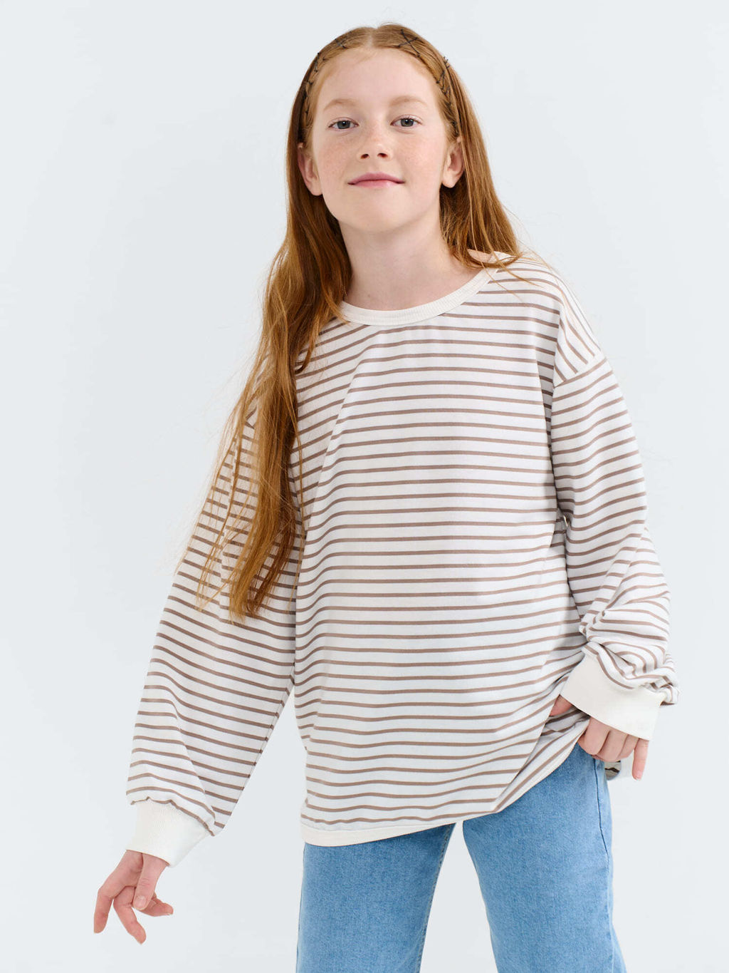 Свитшот облегченный "Полоска Тауп" 7+