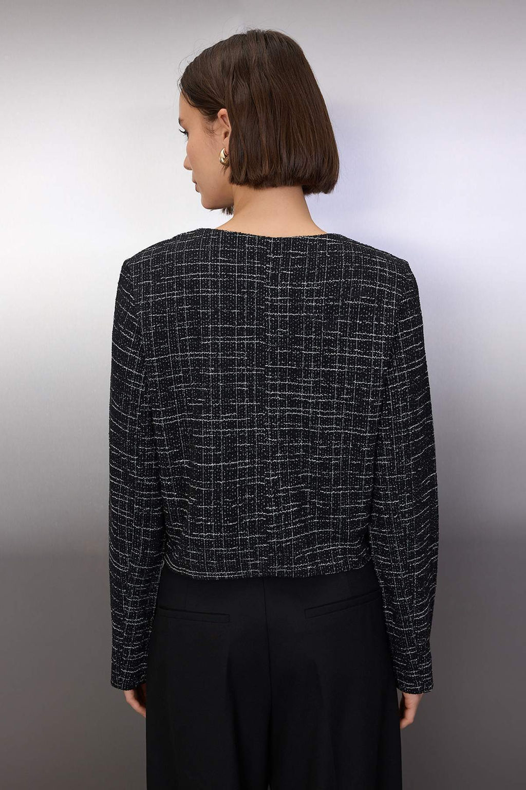 Siyah Tuvit Dugmeli Regular Orme Ceket TWOAW26CE00052 - Trendyolmilla фото 4