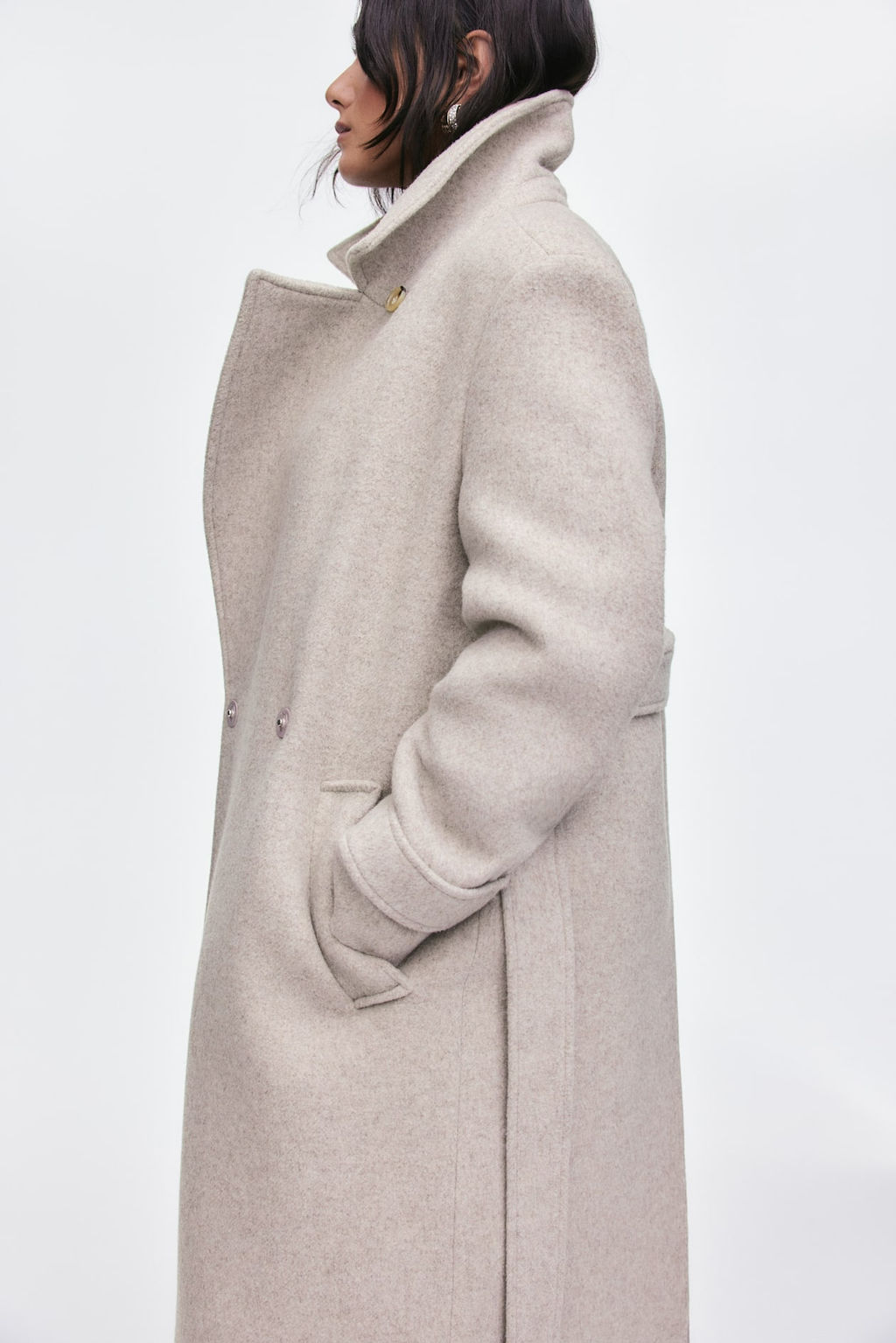 Abrigo en mezcla de lana con cinturon de anudar - H&m фото 6