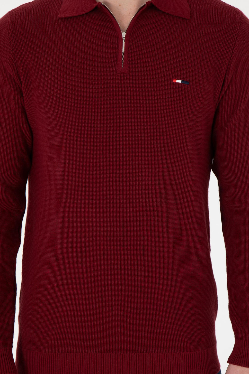 Erkek Regular Fit Yar_m Fermuarl_ Bordo Basic Kazak - U.s. polo assn фото 6