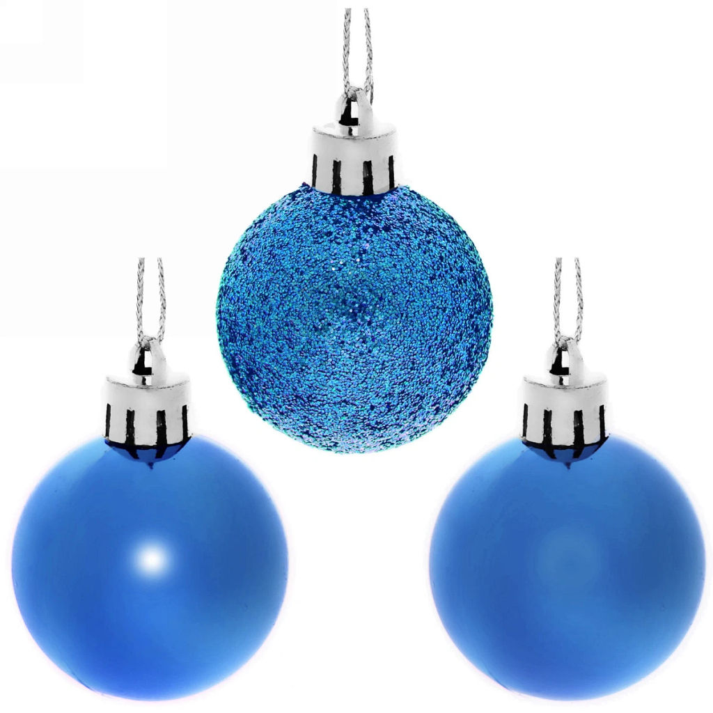 Цена за 2 шт. Новогодние шары 4 см (набор 24 шт) "Микс фактур", синий