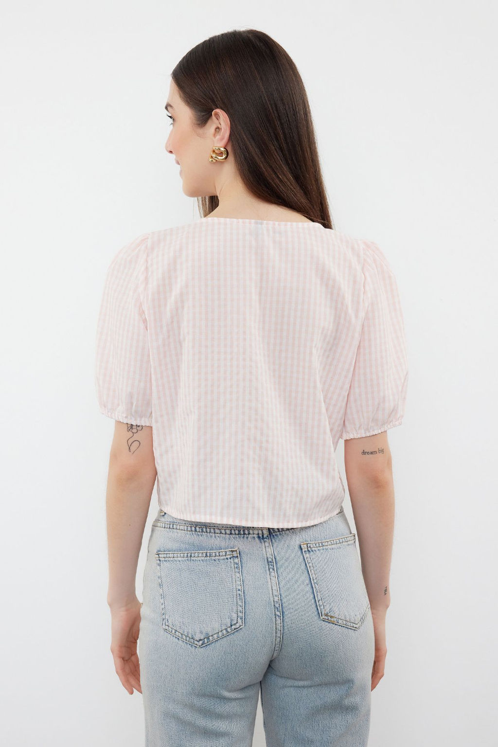 Pudra Buzgulu Potikare Crop Dokuma Bluz TWOSS24BZ00643