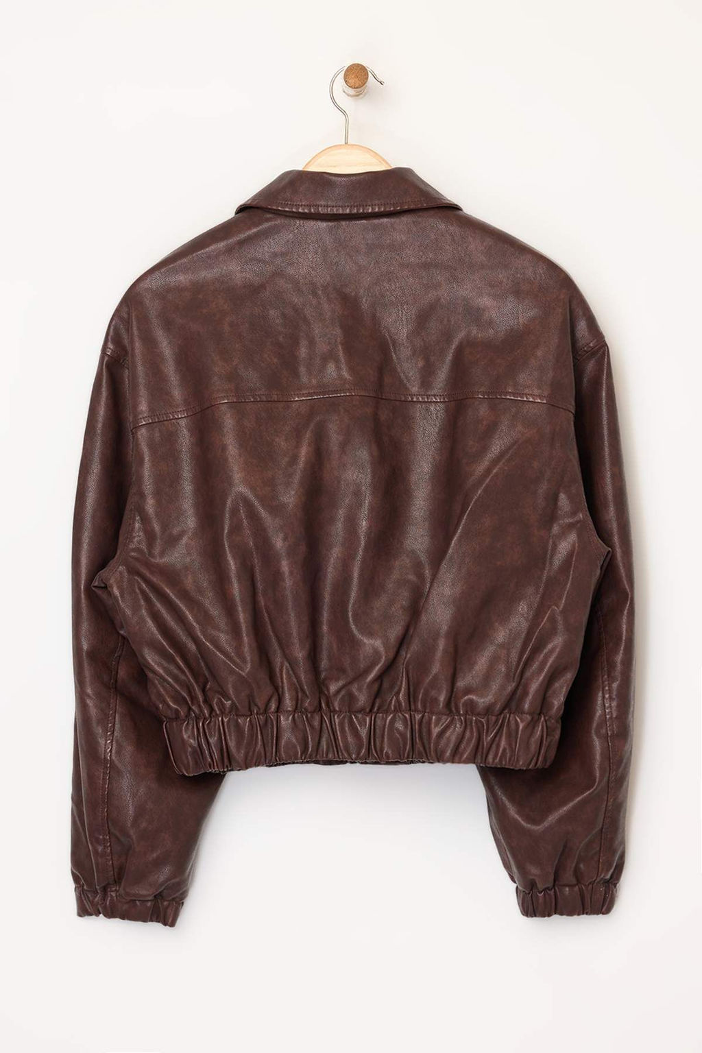 Kahverengi Oversize Kal?p Suni Deri Bomber Ince Ceket Mont TWOAW26MO00047 - Trendyolmilla фото 7