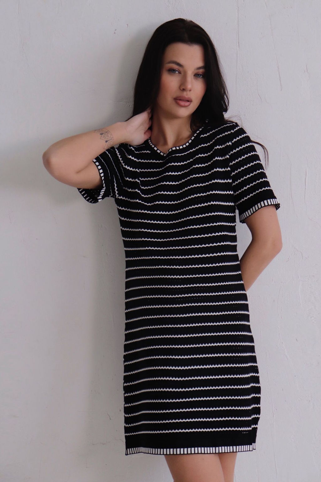 Платье вязаное чёрное в полоску - Martichelli фото 6