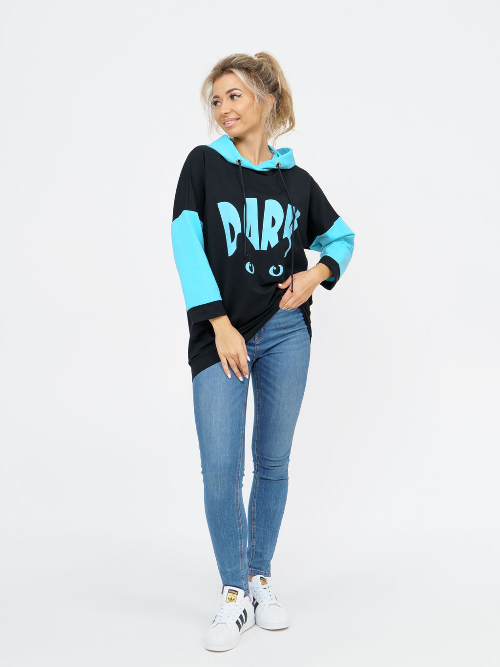 806 Худи "черный/бирюза"