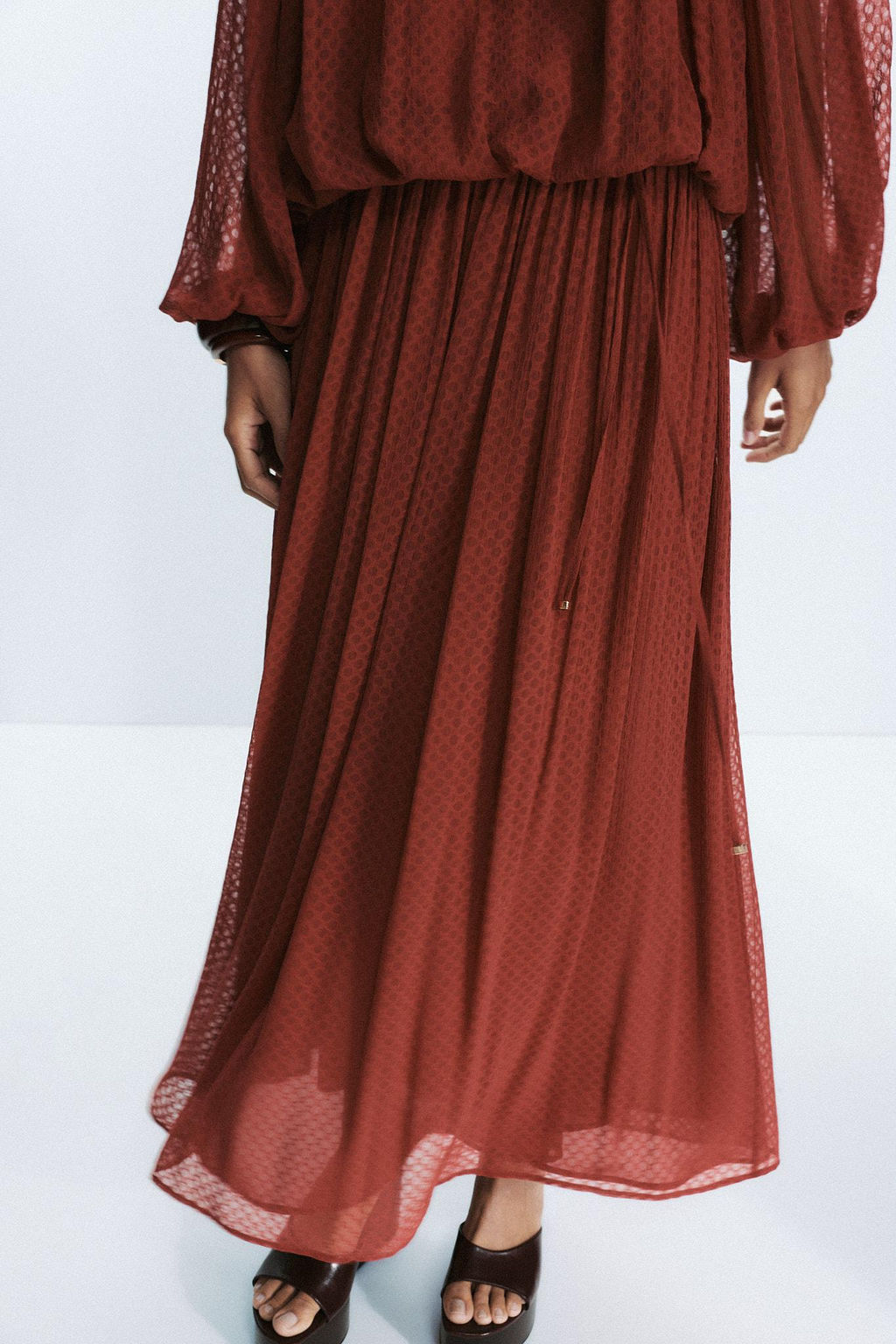 BELTED PLEATED MIDI SKIRT - Zara фото 2