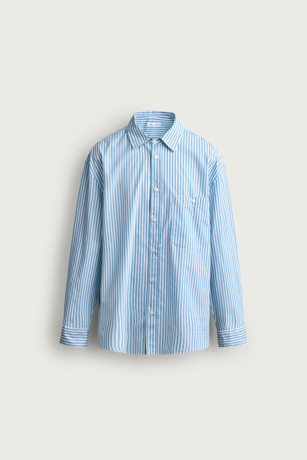 CAMISA BOXY FIT RAYAS / Celeste - Zara фото 7