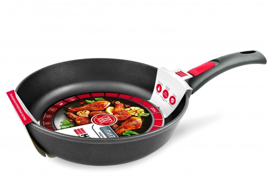 Сковорода литая Индукция Black, съемная ручка, 24 см - Нева металл посуда фото 2