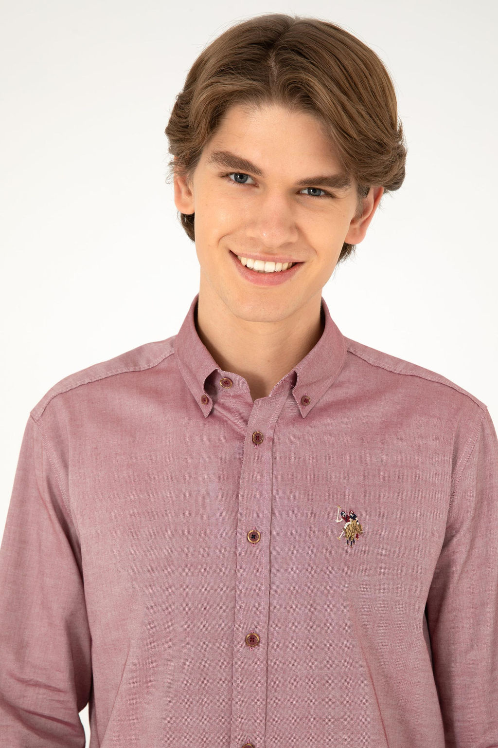 Мужская бордово-красная базовая рубашка с длинным рукавом Неожиданная скидка в корзине - U.s. polo assn фото 2