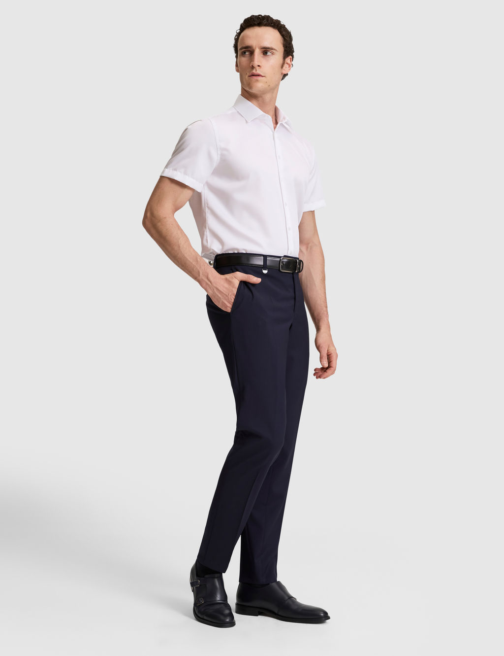 Beyaz Non _ron Kolay _t_lenebilir Regular Fit K_sa Kollu Basic G_mlek