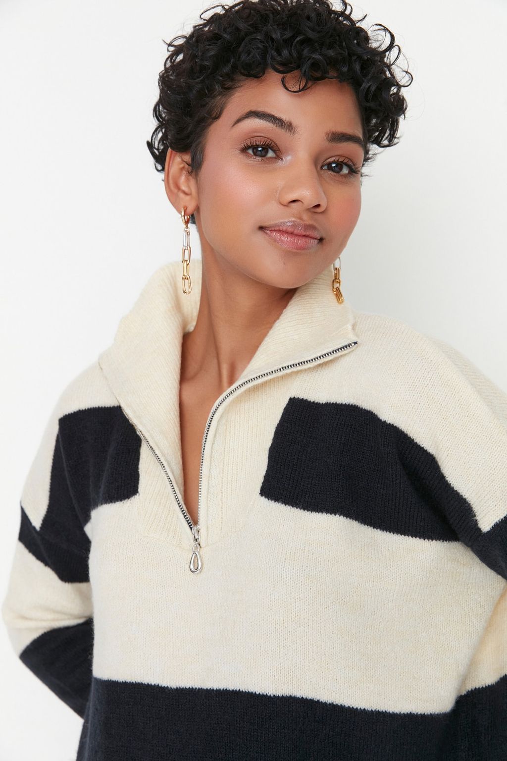 Tas Genis Kal?p Yumusak Dokulu Fermuarl? Triko Kazak TWOAW22KZ0424 - Trendyolmilla фото 2