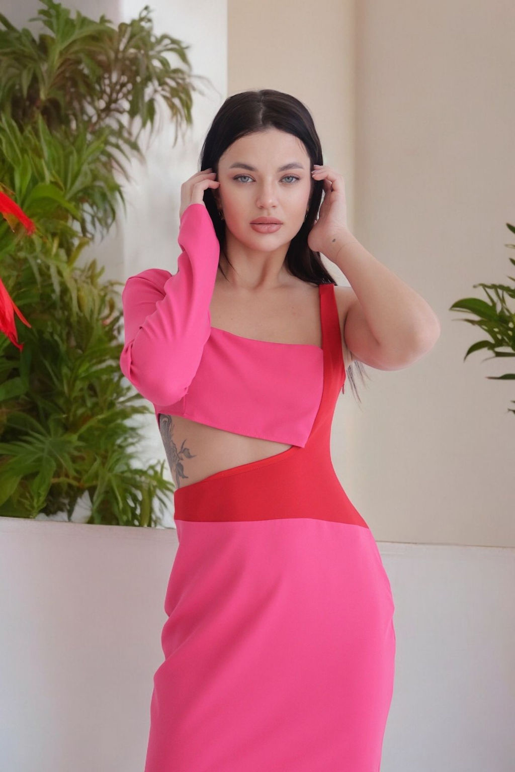 Платье розовое асимметричное - Martichelli фото 5