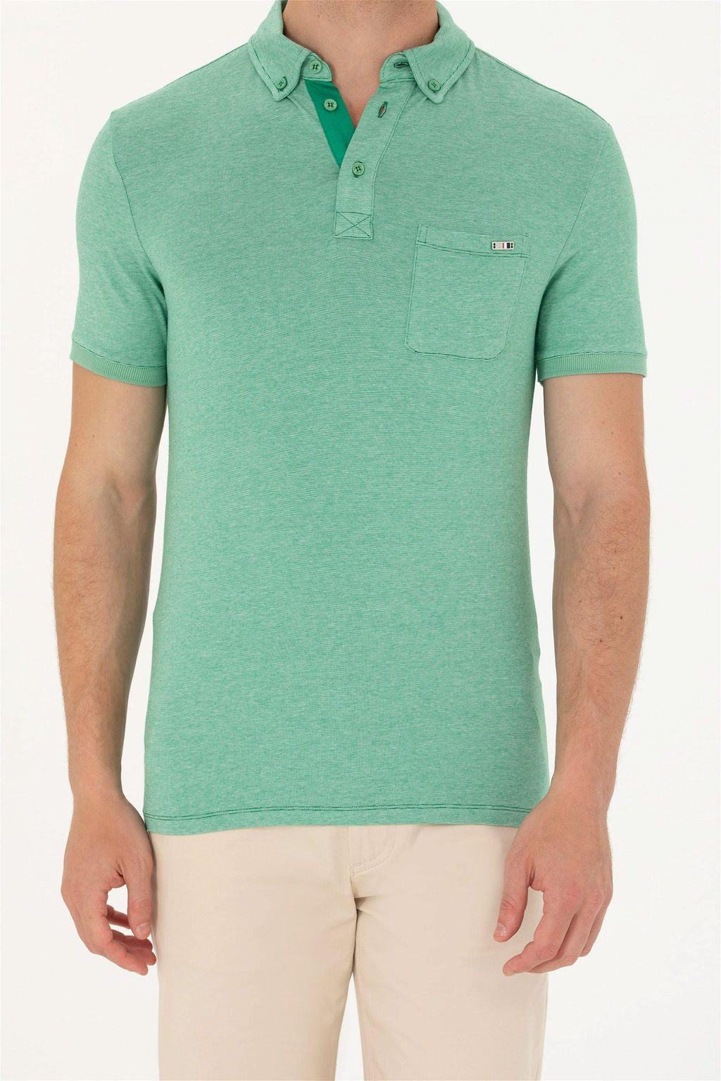 U. S. Polo Assn Мужская зеленая футболка с воротником-поло - U.s. polo assn фото 13