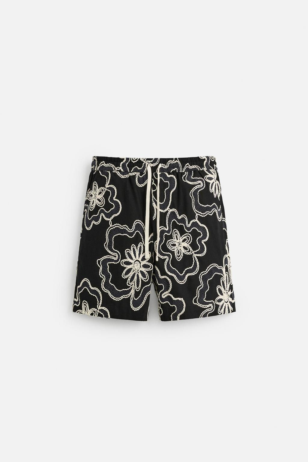 EMBOSSED EMBROIDERED BERMUDA SHORTS - Zara фото 7