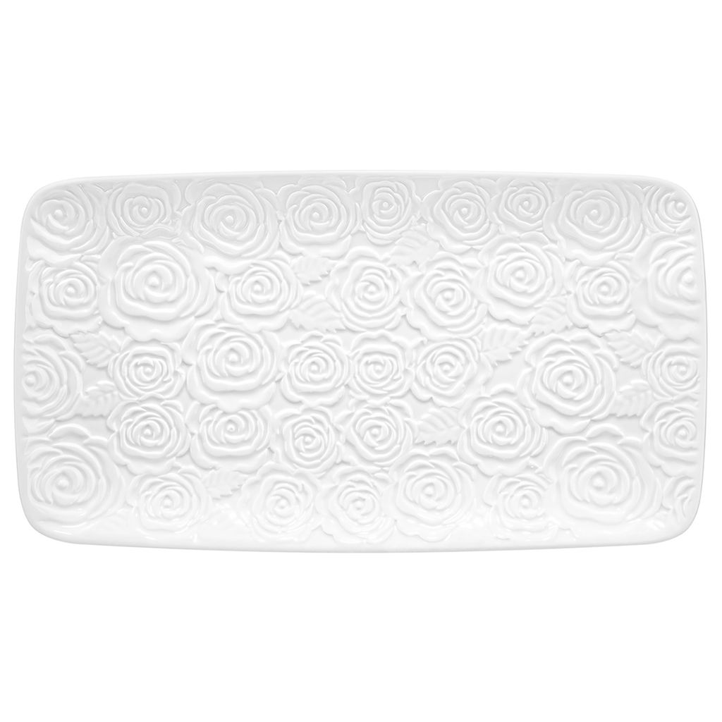 Блюдо прямоугольное 30,5*16,5*2,5 см "Розы" белое