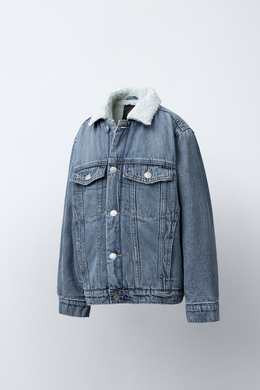 DENIM JACKET WITH FAUX SHEARLING - Zara фото 2