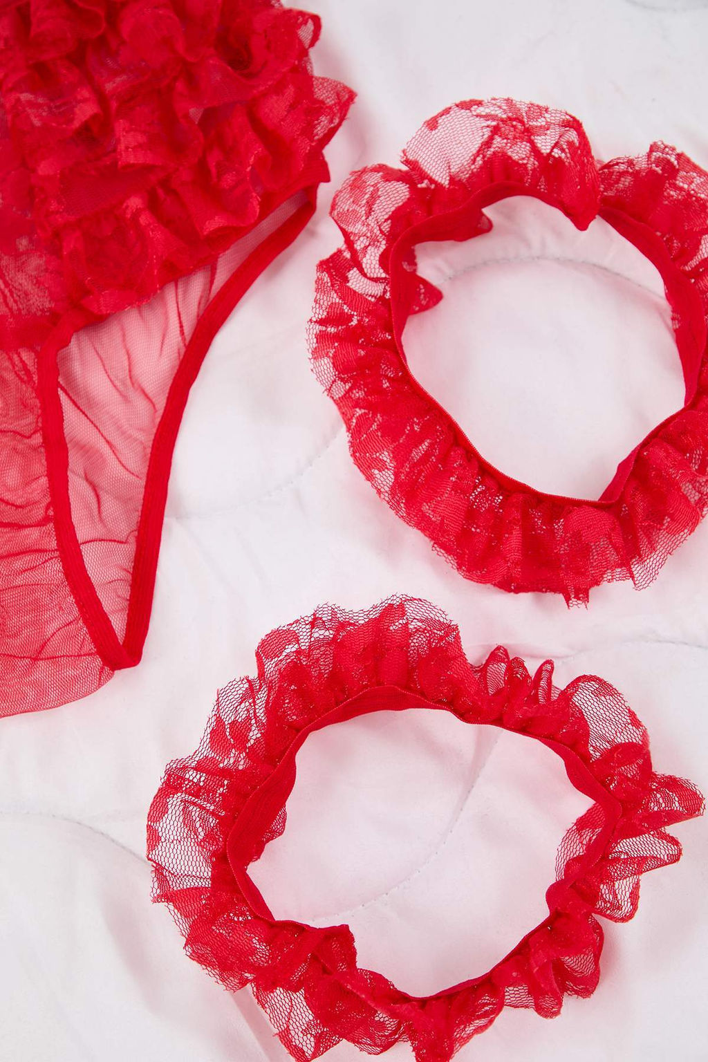 K?rm?z? Dantel Bacak Bantl? Kaps?z Ic Camas?r? Tak?m? THMAW26CC00031 - Trendyolmilla фото 7