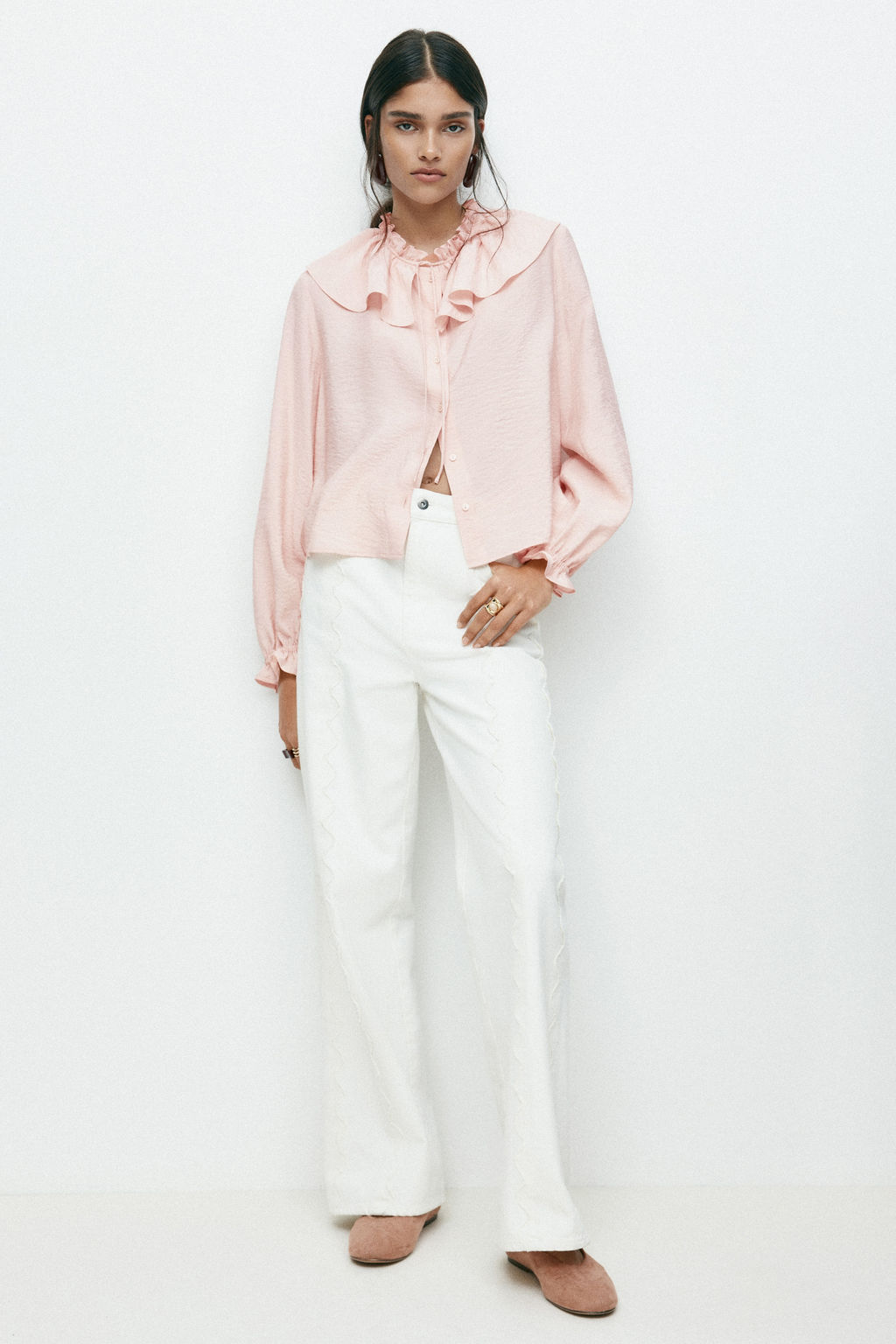 Blusa con ribetes de volante - H&m фото 3