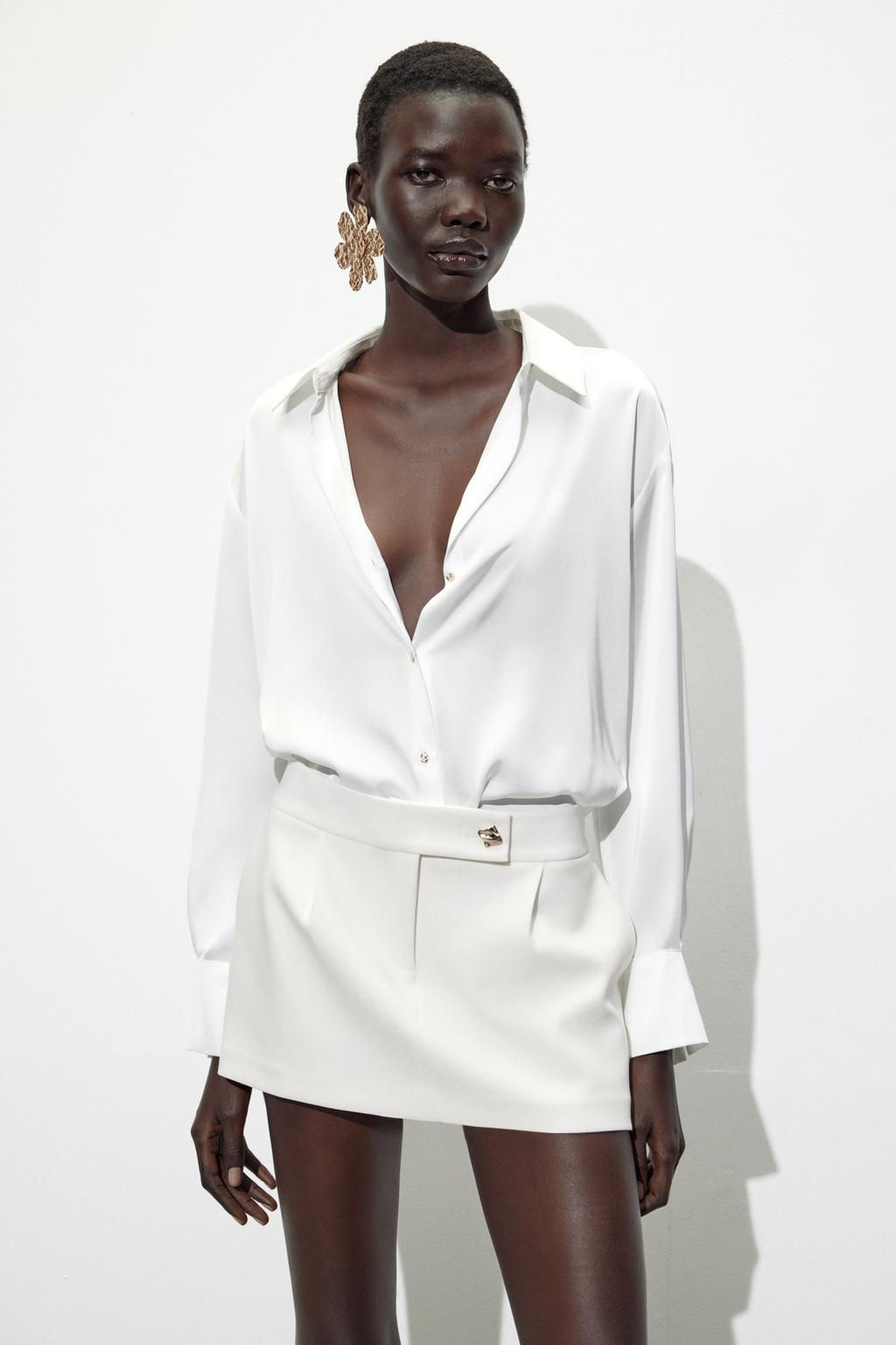 CREPE BUTTON SKORT - Zara фото 5