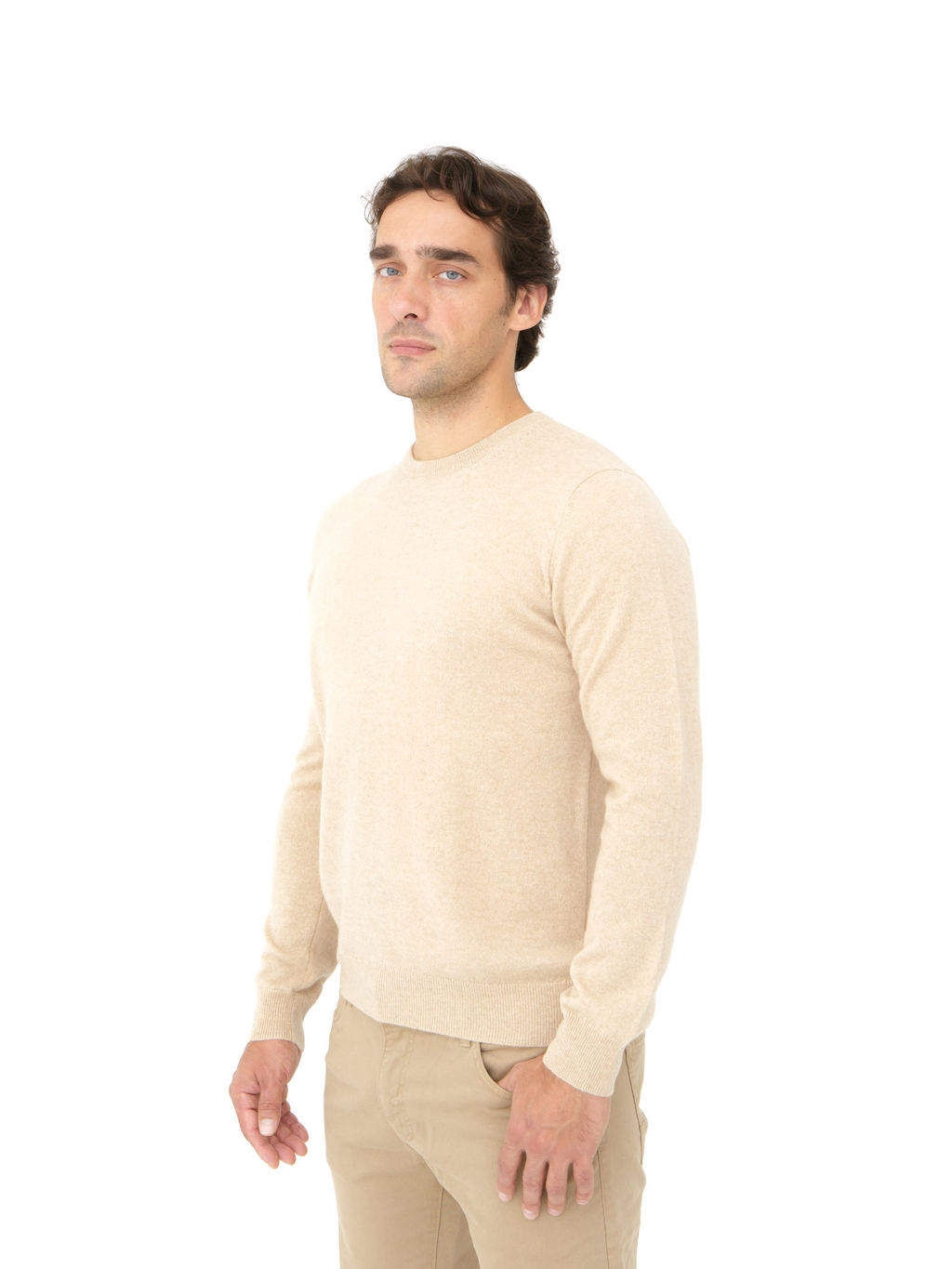 Джемпер из кашемира мужской KM040800-E бежевый