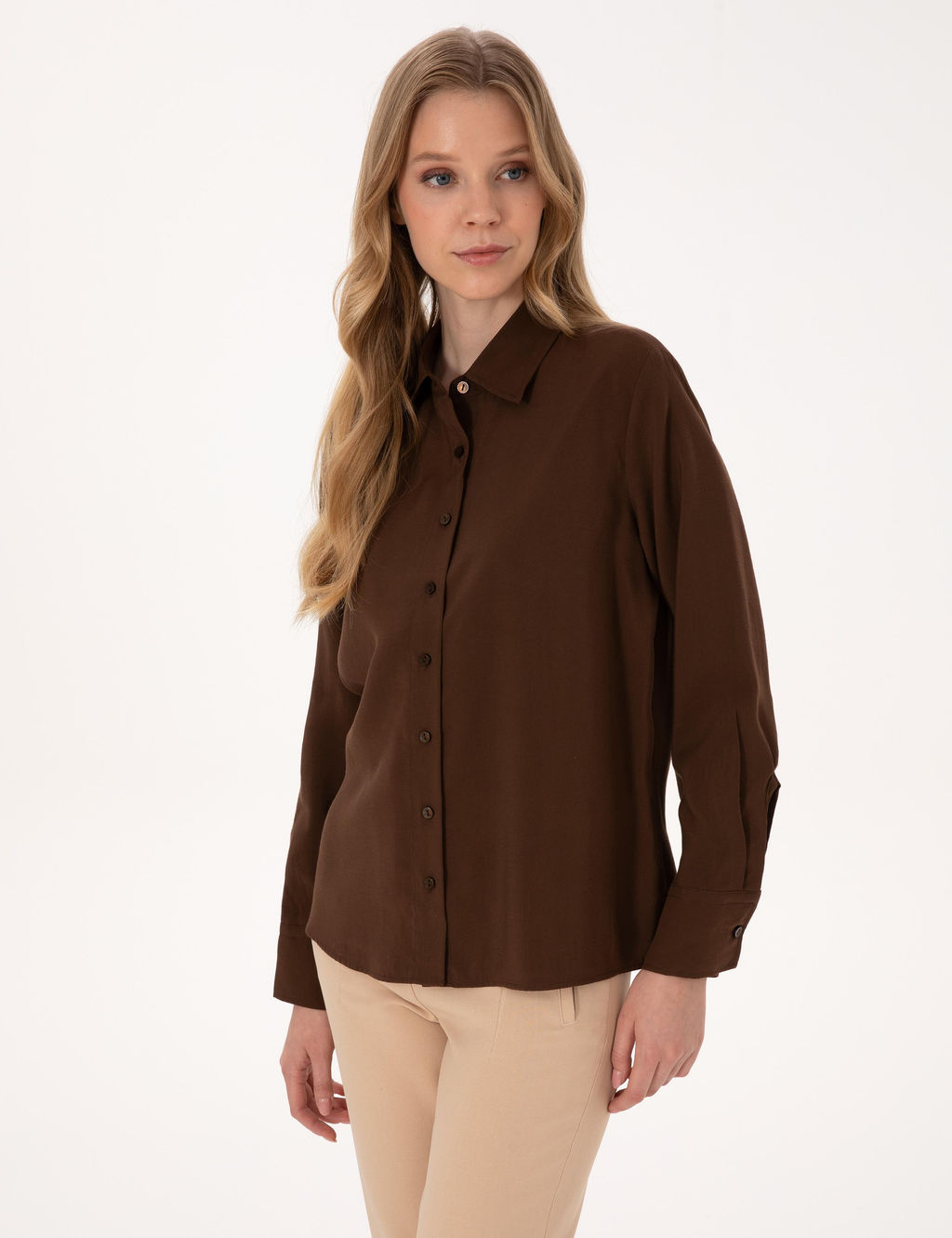 Koyu Kahverengi Comfort Fit Uzun Kollu G_mlek - Pierre cardin фото 3