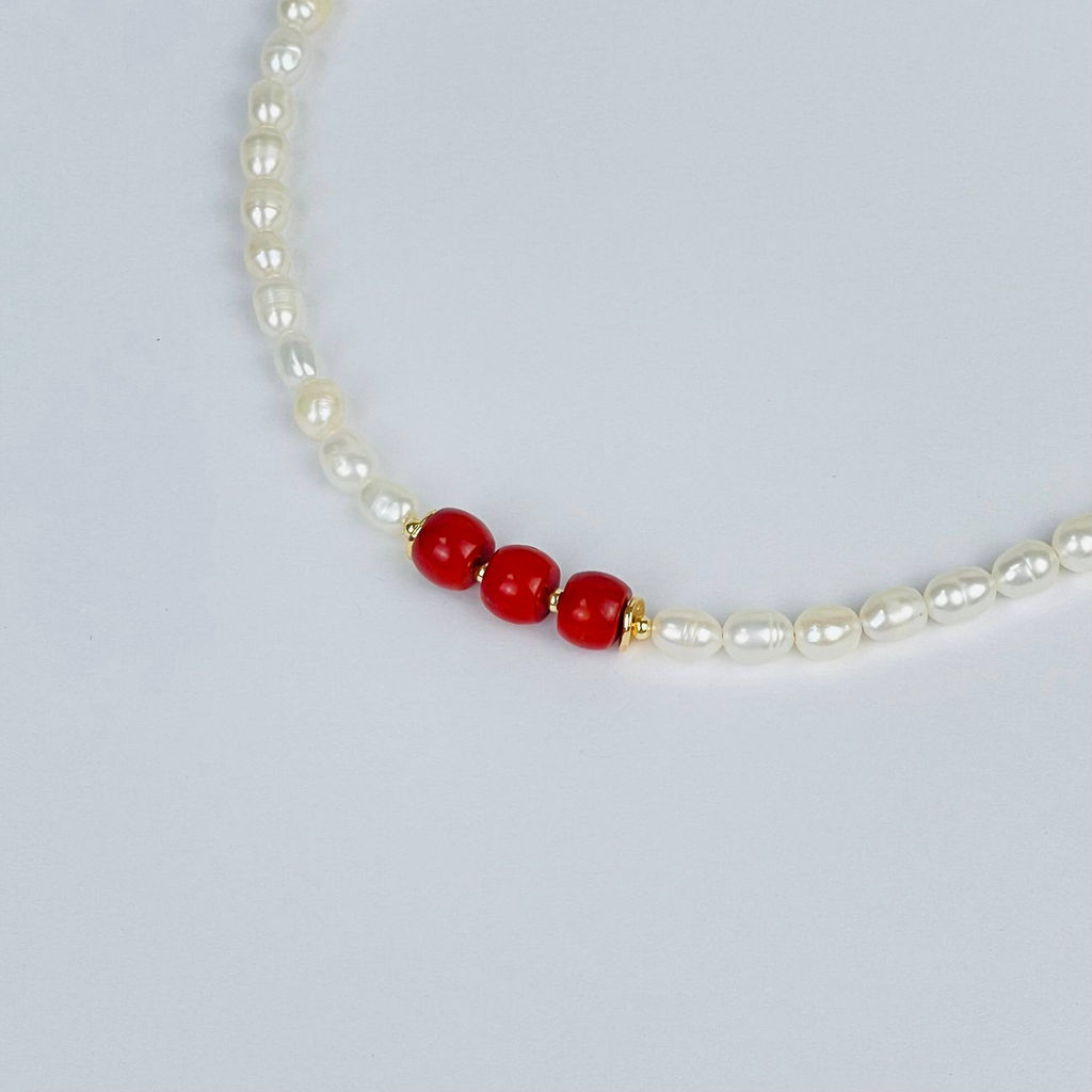 Колье из Жемчуга и Коралла 39 см +